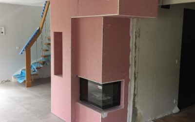 Habillage de cheminée en plaques de plâtre